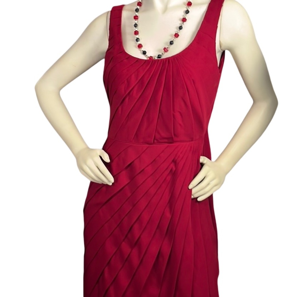 Gianni Bini Red Silk Pleated Sheath Dress 10